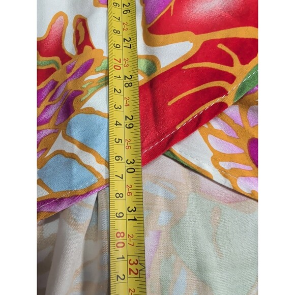 VINTAGE Cynthia Rowley Wrap Skirt Womens L Tropical High Low Ruffle Boho Rare - Picture 12 of 15